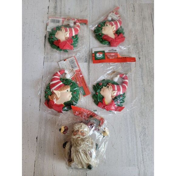 Kurt Adler vintage elf boy girl wreath variety ornament Santa Claus Xmas - Picture 1 of 15
